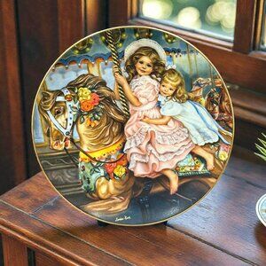 Vintage Carousel Children Decorative Plate, Victorian Style Plate